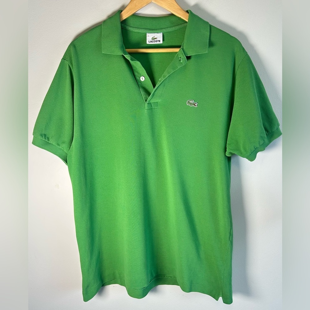 Lacoste Polo Shirt Mens Size 5 Short Sleeve Green Classic Crocodile Logo EUC